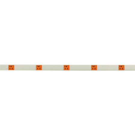 HUBBELL WIRING DEVICE-KELLEMS Metal PlugTrak, Isolated Ground, 15A 1 Circuit, 5 Receptacle, 5' Length, Ivory HBL20IG512IV